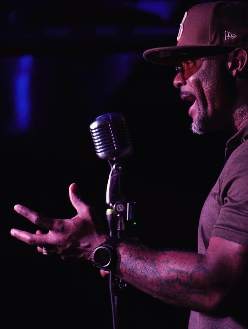 Fred B at the vintage mic